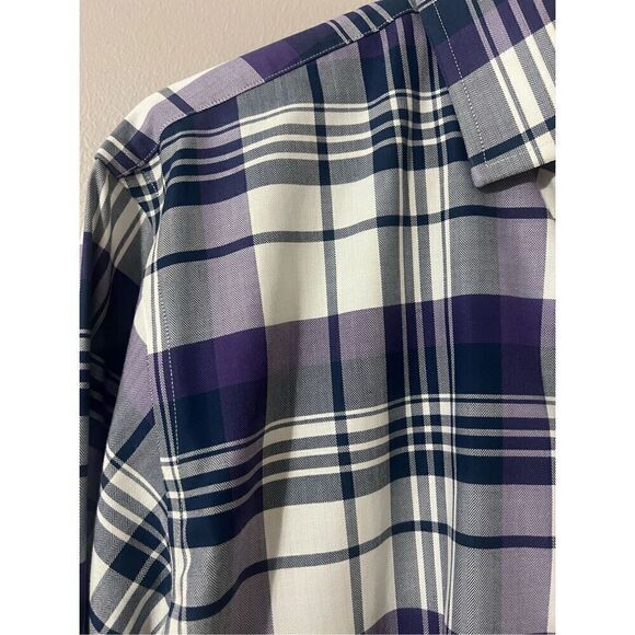 Calibrate Men’s Size 16.5 34-35 Button Down Plaid Long Sleeve Dress Shirt Purple - Picture 3 of 9